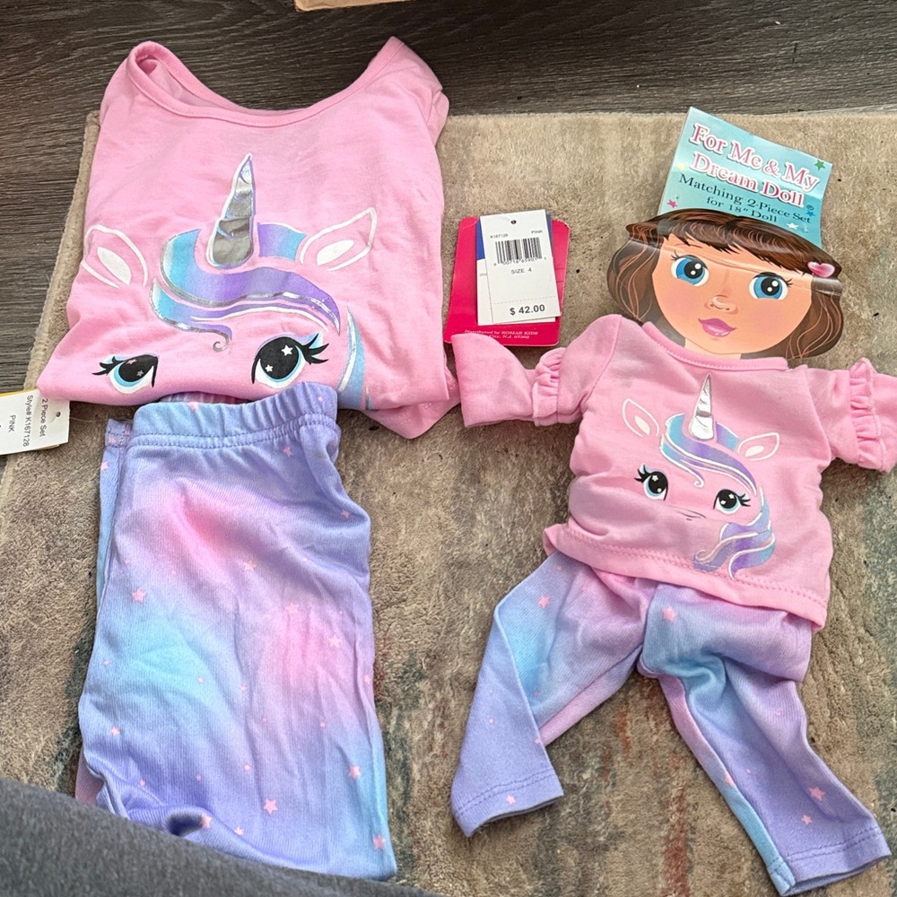 Magical Unicorn Kids Pajama Set - Pink and Purple